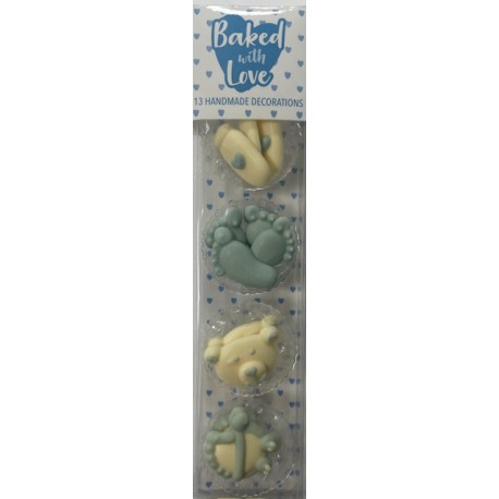 Baked with love - Décoration en sucre baby boy, 13 pièces