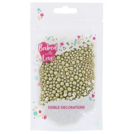 Baked with love - Golden sugar pearls, mixed size, 75 g