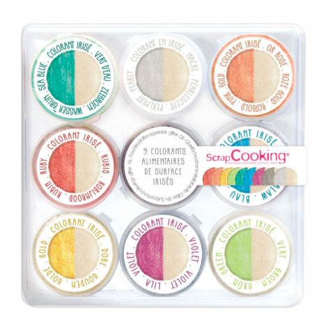 ScrapCooking - 9 mini colorants alimentaires de surface irisés.