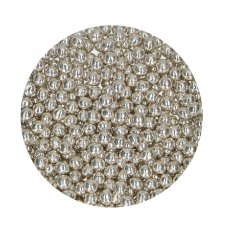 FunCakes - Crunchy Chocolate Pearls, Metallic Silver, 6mm, 60g