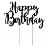 Happy Birthday cake topper black