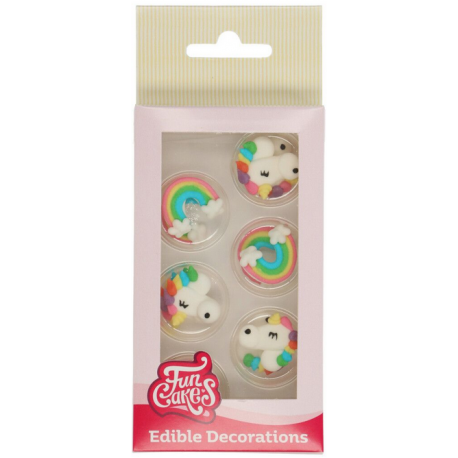 Funcakes - Icing Decorations unicorn & rainbow, 12 pieces
