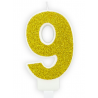 Candle gold sparkle number 9