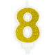 Candle gold sparkle number 8