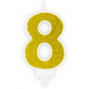 Candle gold sparkle number 8