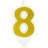 Candle gold sparkle number 8