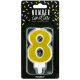 Candle gold sparkle number 8
