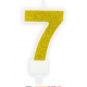 Candle gold sparkle number 7