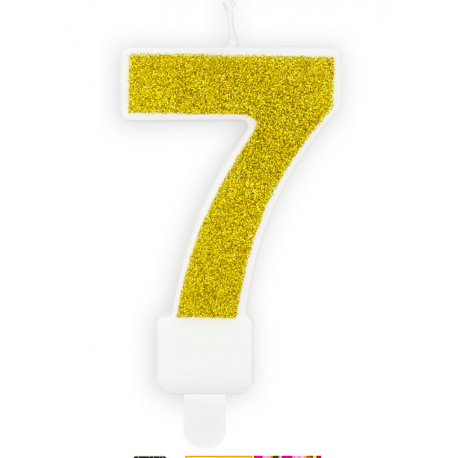 Candle gold sparkle number 7