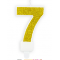 Candle gold sparkle number 7