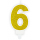 Candle gold sparkle number 6