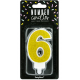 Candle gold sparkle number 6
