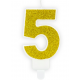 Candle gold sparkle number 5