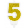 Candle gold sparkle number 5