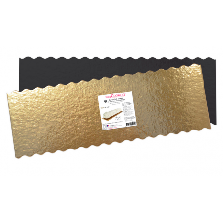 ScrapCooking - Kuchenplatte rechteckig golden und schwarz, wellenförmige Rand, 5 stück