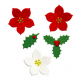 Decora  Décorations en sucre poinsettia & houx, 7 pièces