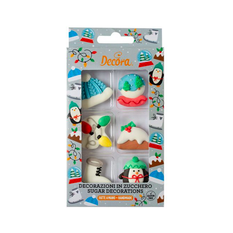 Decora Décorations en sucre, Noël blanc, 6 pièces