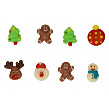 FunCakes - Schokoladendekorationen, bunte weihnachten, Set/8