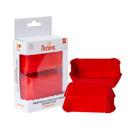 Plumcake cases, red, 36 pieces