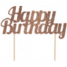 AH - Topper Happy Birthday rose doré glitter