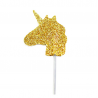 AH - Deko Picks Gold Glitter Einhorn, 12 Stuck