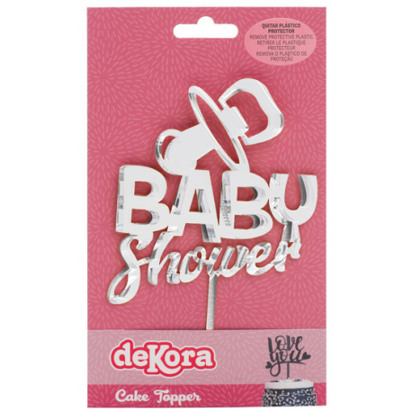 Topper Baby Shower, Effet Miroir, 16 cm