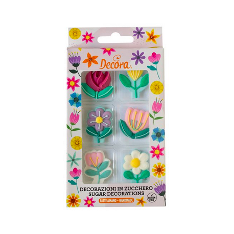 Decora Décorations en sucre, fleurs de printemps, 6 pièces