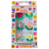 Decora Sugar Decorations, Spring Flowers, 6 pieces