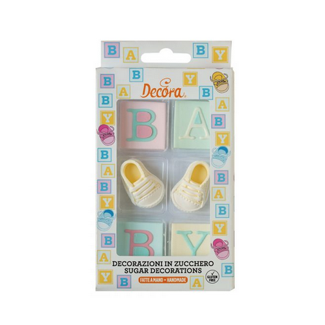 Decora Sugar decorations, Baby Shower, 6 pieces