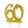 Bougie dorée pailletée n° 60