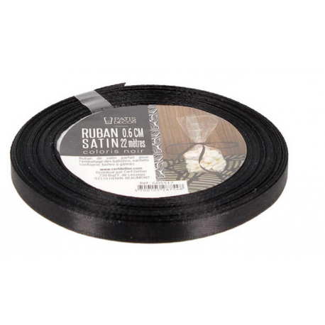 Patisdécor - Black satin ribbon, 0.6 cm
