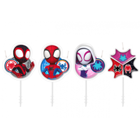 Kerze Spidey, 4 Stück, 3x4 cm