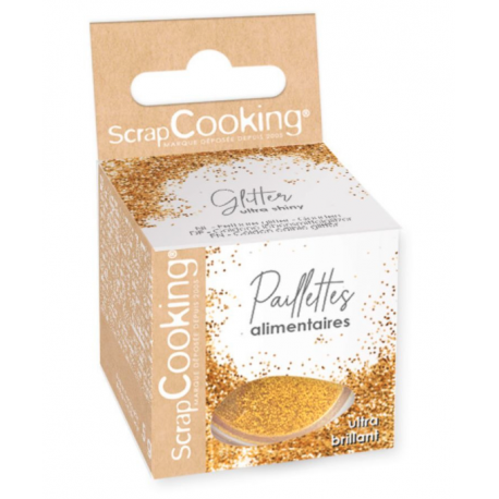 Scrapcooking - Glitter paillettes alimentaire doré, 5 g