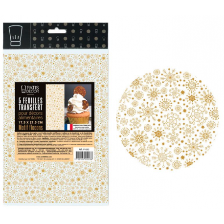 Patisdécor - Chocolate Transfer Sheet Snowflakes, 5 pieces