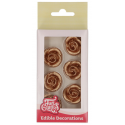 Funcakes - Décorations pâte à sucre roses Bronze doré, 6 pièces