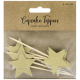 PartyDeco - Deko Picks Gold Glitter Sterne, 6 Stuck