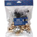 Simply Making - set of 32 decorative balls on pics, gold/silver/black