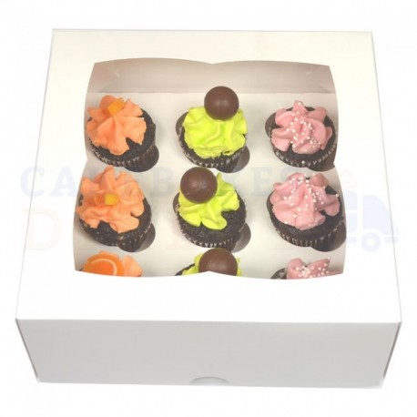 Boîte à cupcakes mini blanche, pour 9 pièces avec séparateur