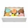 Boîte à cupcakes blanche, pour 6 pièces avec séparateur