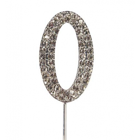 Cake Star - Chiffre 0 avec brillants, 45 mm de haut