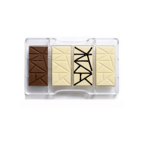 Decora - Moule en plastique rigide pour mini plaque de chocolat "geo", 4 cavités de 40x85 mm