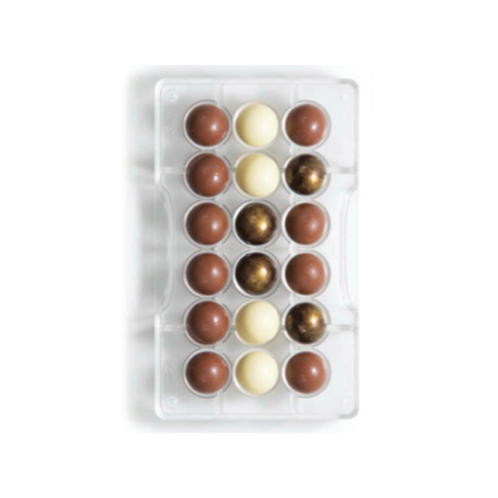 Decora - Form für Schokolade, halb Kugel, 18 Vertiefungen jede 25 mm Dia